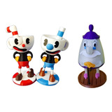 Set Figuras. Cuphead + Mugman + Tetera. Impresión 3d