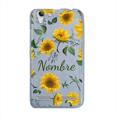 Funda Lenovo K5 K6 Flores Girasoles Personalizada Con Nombre