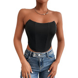 Blusa Top Crop Sexy Elegante Corset Strapless Mujer Sensual