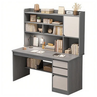 Ambueco Escritorio Muebles Con Biblioteca Y Cajones Mesa De Computadora 110*40*152 Gris | Envío gratis