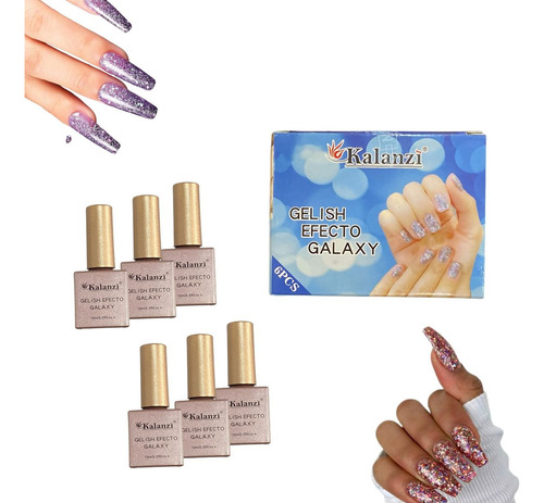 Gama De Gelish Efecto Galaxy Kalanzi Para Uñas (12 Gamas)