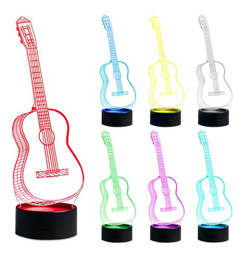 Lámpara De Escritorio 3d Con Cambio De Color - Guitarra
