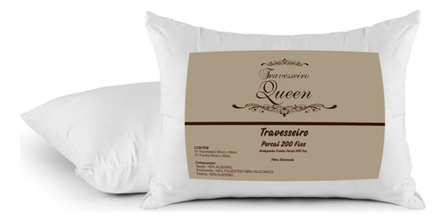 Travesseiro Queen 80x60 C/fronha Anti Mofo Algodão Percal