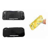 Protector En Silicona Negra + Vidrio Nintendo Switch Lite