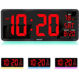 Reloj De Pared Yortot Digital Rojo Rgb De 40 Cm