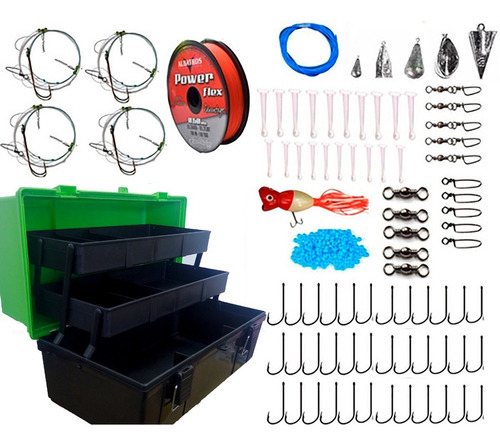 Kit Caja Mauri 430l + Anzuelos Lineas Señuelo +  Accesorios