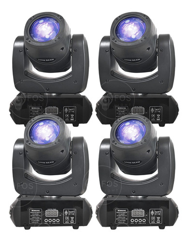 4x Moving Head Beam 100w Led Prisma 360º 8 Desenhos + Cores