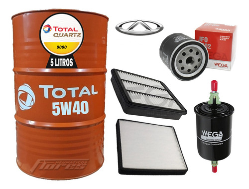 Cambio De Aceite Total 5w40 5l + Kit Filtros Chery Tiggo 2.0