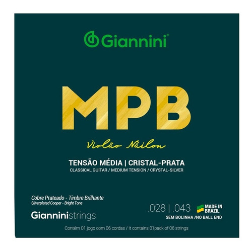 Encordoamento Giannini Mpb Genws Nylon Tensão Media