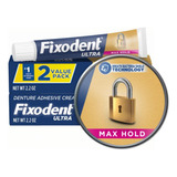 Adhesivo Fixodent Ultra Max Hold Denture, 2.2 Oz (paquete De