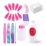 Kit Removedor Uv Esmalte Semipermanentes Broches Wipes Gel