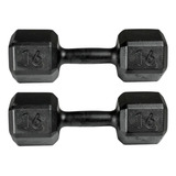 Par De Halter Dumbbell Sextavado Pintado 16kg - Total 32kg