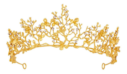 Tiara Vinsco Corona De Oro Barroco Vintage Retro Flor De Lib