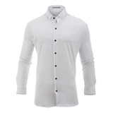 Camisa Hombre Farenheite Blanca Botones Negros