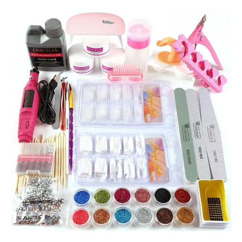 36pcs Polygel Kit Uñas Uv Lámpara Led Para Poli Gel Set