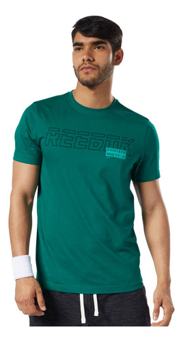 Playera Reebok Entrenamiento Verde Algodón - Mediana Slim