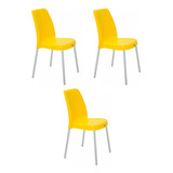 Kit 3 Cadeiras Tramontina Vanda Amarelas Com Pernas Alumínio