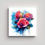 Arte Calidos Habitación Watercolor Roses 4k 50x50cm Flores