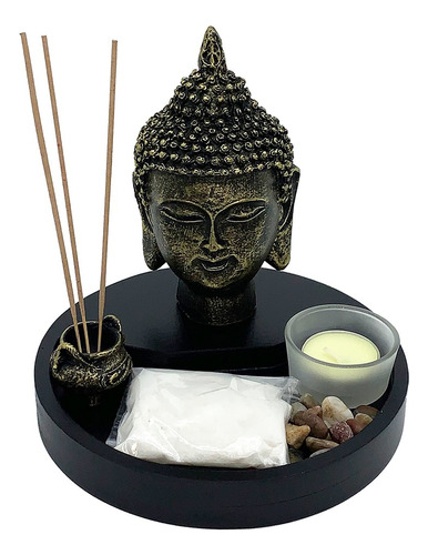 Jardim Zen Cabeça Buda Incensário Meditação Yoga Decoração 