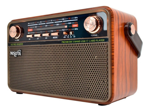 Parlante Radio Vintage Nisuta Nsrv21 Bluetooth Fm/am Control Color Marrón