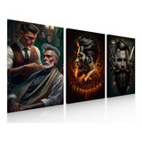 Cuadro Decorativo Moderno Para Barberia Juego De 3 Cuadros