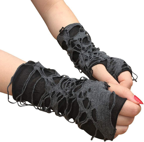 Guantes Punk, Sin Dedos,para Cosplay,rasgados,para Halloween