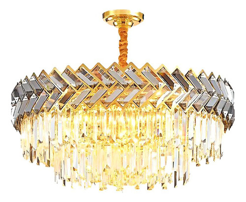 Lámpara Candil Gold Plata Lujo Moderno 60cm Cristal Benkel Color Dorado