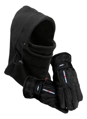 Kit Pasamontañas Balaclava Motero + Guantes Termicos Frío