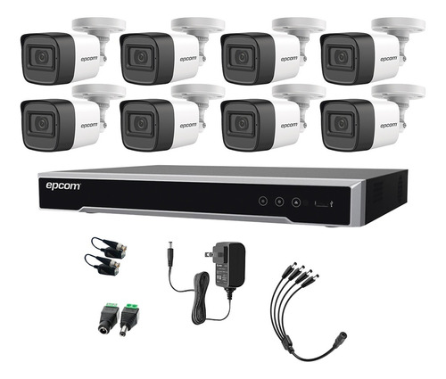 Epcom Kit De Camaras De Seguridad Exterior Metalicas Con Micrófono Integrado Modelo B50kit-plus8-sc Video Vigilancia Turbohd 1080p Cctv 8 Cámaras Bala