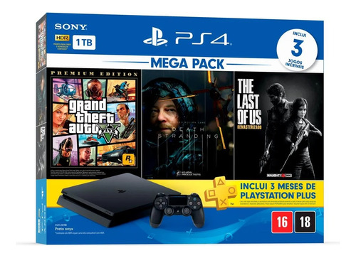 Sony Playstation 4 Slim 1tb Mega Pack: Grand Theft Auto V Premium Edition/death Stranding/the Last Of Us Remastered 