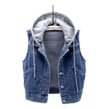 Polera Interior De Jeans, Chaqueta Casual Sin Mangas C