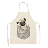 Dog Pug Printed Cotton Linen Sleeveless Kitchen Apron 12