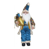 Papai Noel Grande Azul Paetês Colorido Decoração Natal 50cm