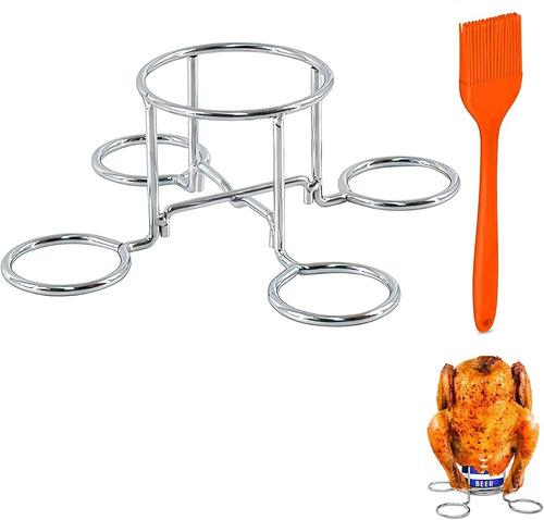 Soporte De Pollo Para Latas De Cerveza + Brocha  Asado Bbq