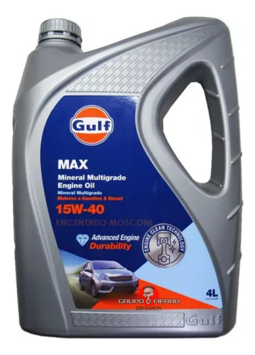 Aceite Mineral Gulf Max 15w40 X 4 Litros