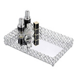 Hipiwe Crystal Cosmetic Makeup Tray - Mirrored Vanity Jewelr