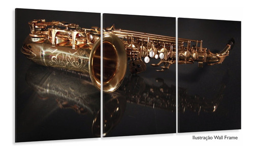 Quadro Decorativo Reflexo Saxofone 120x60 Sala Quarto
