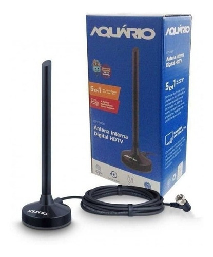 Antena De Tv Digital Aquário 5 Em 1 Vhf Uhf Fm Hdtv Dtv-100p