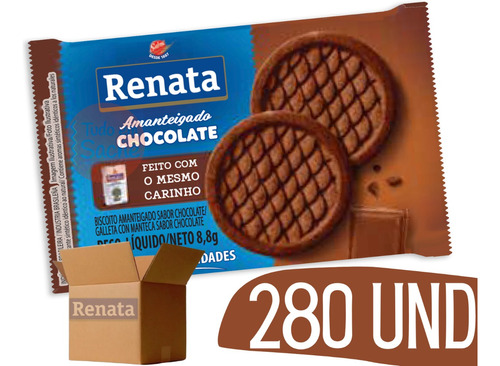 Biscoito Em Sache Renata Amanteigados Chocolate - Cx 280 Un