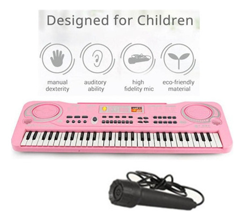 Piano Teclado Musical Infantil Micrófono Eléctrico Karaoke