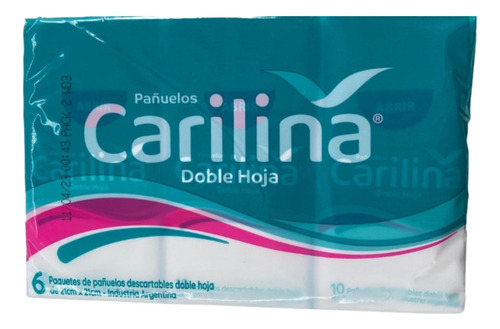 Pañuelos Descartables Carilina Doble Hoja 6 Paquetes De 10un Elite Carilina En Paquete - Pack X 6 X 10 Unidades C/u