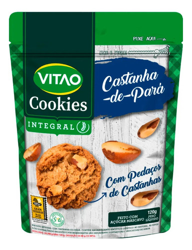 Kit 8 Cookie Integral Castanha Pará 120g - Vitao