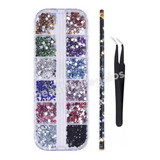 Kit Strass Diamante Multicolor Lapiz Magico Pinza Nail Art