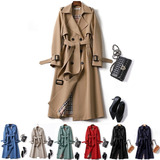 Jaquetas Trench Coat Feminino Elegante De Abotoamento Duplo