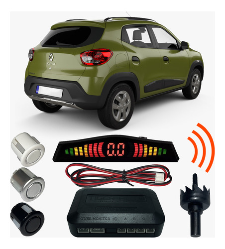 Sensor Estacionamento Ré Kwid Com Display 4 Pontos