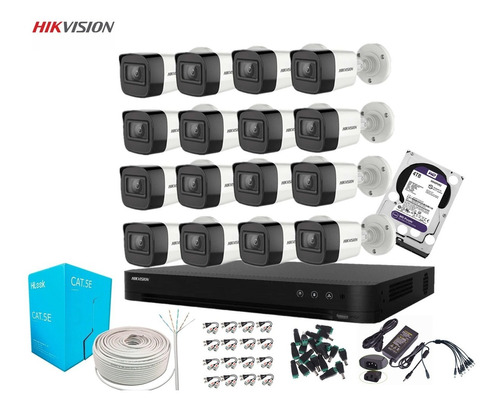 Cctv Kit Pro Inst Hikvision Dvr 16ch + 16 Cam 2mp Lite + 4tb