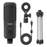 Microfono Condenser Usb Streaming Podcast + Accesorios Maono