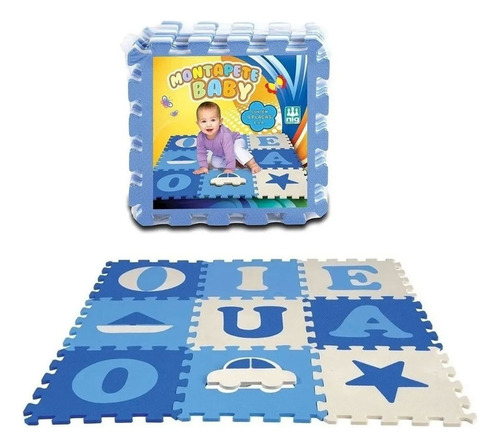 Tapete Infantil Eva Letras Azul 9 Placas 0812 - Nig