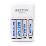 Cargador Baterías Beston + 2 Aaa + 2 Aa Baterías Recargables
