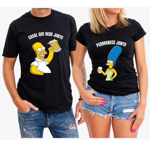 Kit Casal Dos Simpsons Dia Dos Namorados Camisa E Baby Look 